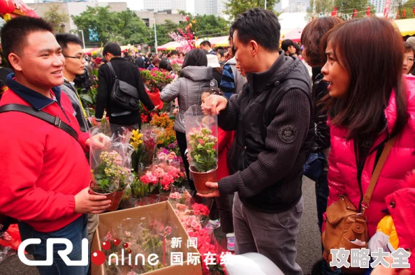 新年茎喜新年期间各地花市热闹非凡吸引了众多游客前来选购新年花卉